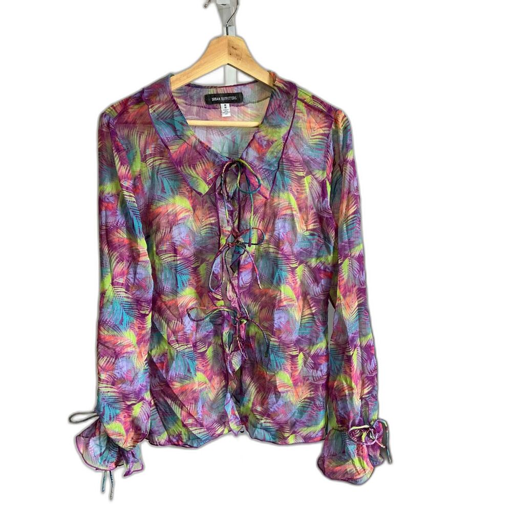Urban Outfitters Shifon Lightweight Multicolor Blouse,Size Medium